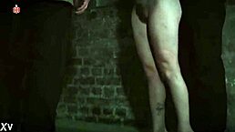 Wimpy white boy loses ass to curvy redhead Carrie Ann.