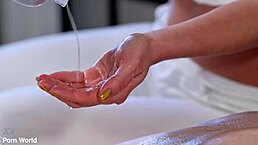 Naughty Masseurs Tempt Nata Ocean Into Oiled Up Bisexual Ffm Threesome With Riding And Cum