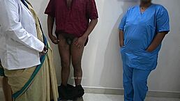 Andhra lady doctor flashes and fucks patient in hospital room.