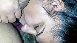 Indian Bitch Sucks Huge Cock in Homemade Interracial Blowjob Scene