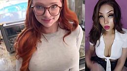 this innocent beauty with glasses and tattoos is getting so hot and wild! 😍🔥