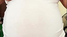 Pregnant Arab girl flaunts big belly and milky boobs