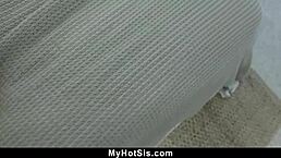 Stepbrother and stepsister share a close moment.