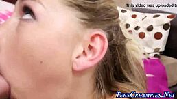 Blonde teen 18+ gets rimmed and rammed with monster cock creampie. 😏