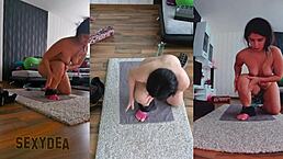 Watch me strip and worship my curvy ass in this triple cam view