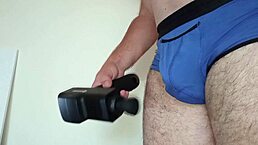 Vibrator leads to intense cumshot experience