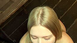 fantastic blonde moaning hard during cowgirl quickie outdoors 😍