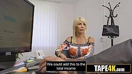 hungarian blonde bimbo seduced by sly bank manager for cash