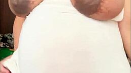 Pregnant Arab girl flaunts big belly and milky boobs