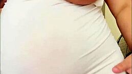 Pregnant Arab girl flaunts big belly and milky boobs