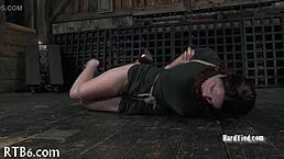 Restrained angel faces punishment in the garage