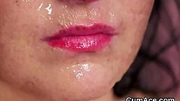that kinky bombshell got a huge cumshot on her face and swallowed all the jizm