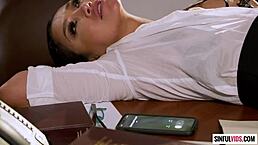 Hot Latina Secretary Vicki Chase Gets Fucked Hard on Boss's Desk in Lingerie