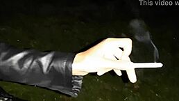 First, I gave the stranger girl a cigarette, then I treated her to my pussy in this lesbian illusion scene.