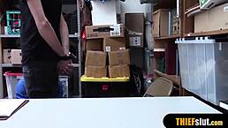 I am the hot blonde milf security guard fucking the thief doggystyle