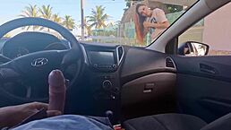 Risky Public Masturbation In The Car