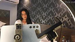 Brazilian Trans Woman Obeys in White at Hotel