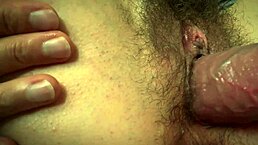 hey, check out this hairy horny pussy closeup with big dick teasing, it's so wet and clit-focused!