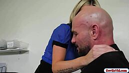 Busty babe seeks job from manager