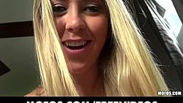 busty blonde teases with big tits