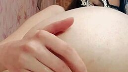 russian brunette in stockings sucks thick dildo with dirty talk fingers pussy close-up anal fingering