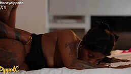 ebony girl tames big black cock in lingerie with cowgirl sex