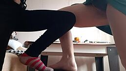 Middle Aged Woman and Student Masturbate Together