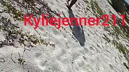 I followed ebony brunette on beach for public assfucking