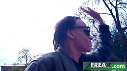 Ukrainian girl Lina gets warmed up in park then gangbanged at home