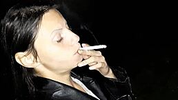 First, I gave the stranger girl a cigarette, then I treated her to my pussy in this lesbian illusion scene.