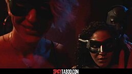 Intense public threesome with anal and blowjob