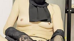 amateur girl explores self-pleasure with dildo in kitchen