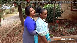 African milf lesbians kissing in public at house party
