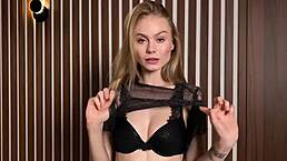 Mia Split Stretches Flexible Body On Dildo