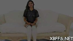 In this group scene, petite teens play with each other's pussies. They take turns giving blowjobs to the guys