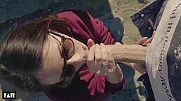 Amateur whore screams for cock, deepthroating stranger in forest