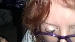Redhead friend gives blowjob to monster cock