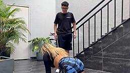 nerd boy tricks milf neighbor karen sleent into outdoor and indoor pounding with pipeboy!