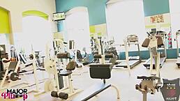 sofia rose starts with eye-fucking rome major in the gym, but flirting quickly turns into intense pussy pounding