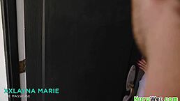 Sensual teen masseuse pours nuru gel on naked client brad sterling