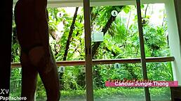 on vacation in cancun, bringing thongs to play and show off