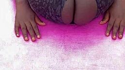 During my morning workout, I flashed my wet pussy to the voyeur 😏