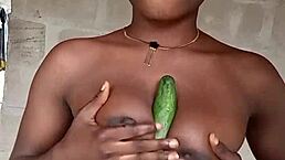 Watch me moan as I fuck my big pussy with a cucumber