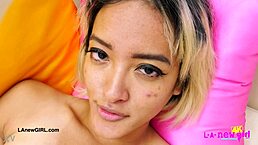 gorgeous asian model poses in photoshoot