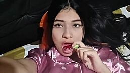 Skinny Latina In Uniform Masturbates Solo