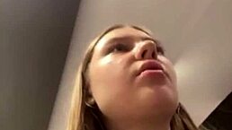 amateur couple fucks in public, close up on shaved pussy and big tits