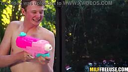 Stepsons dominate stepmom in wild play