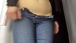 amateur couple fucks in public, close up on shaved pussy and big tits