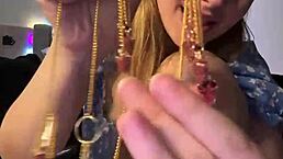 Blond girl playing doggystyle, fingering my wet pussy till I cum hard