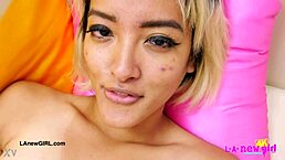 gorgeous asian model poses in photoshoot